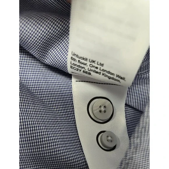 Untuckit Cadetto WF Shirt Mens M Wrinkle Free Blue Button Down Long Sleeve Dress - Picture 6 of 8